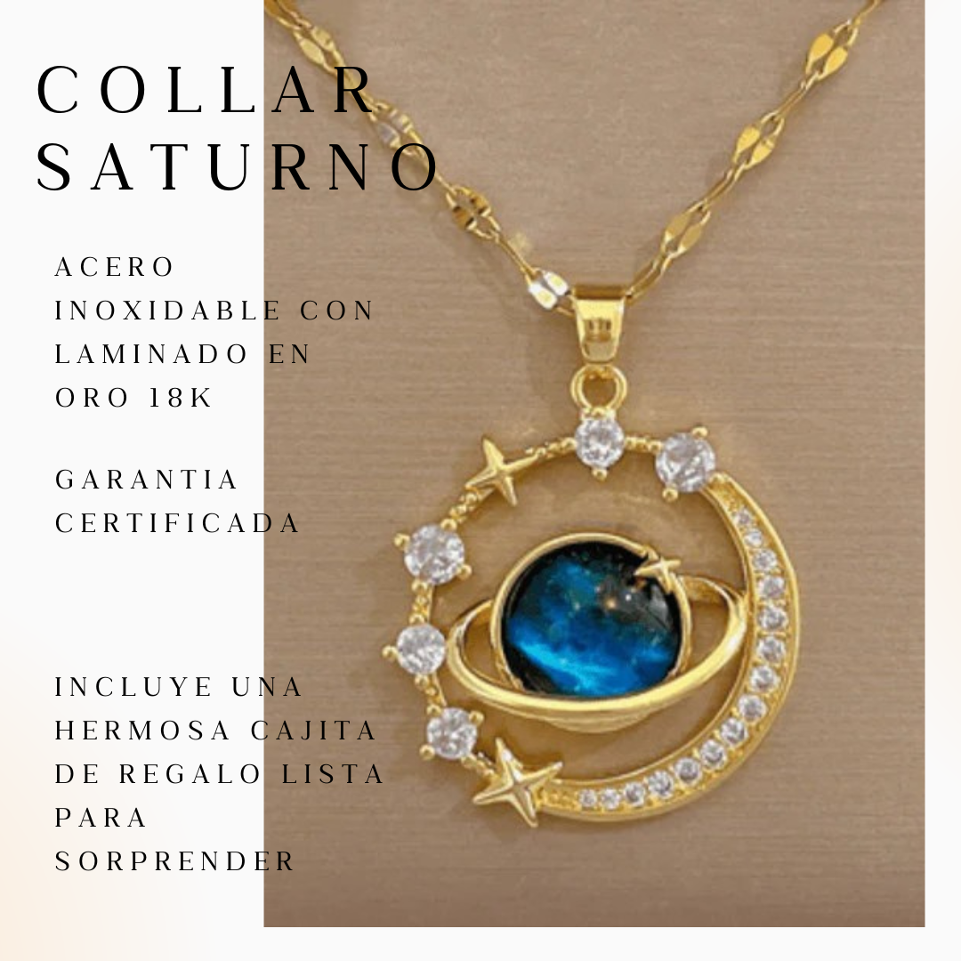 Collar Planeta Saturno Luna+CAJA REGALO