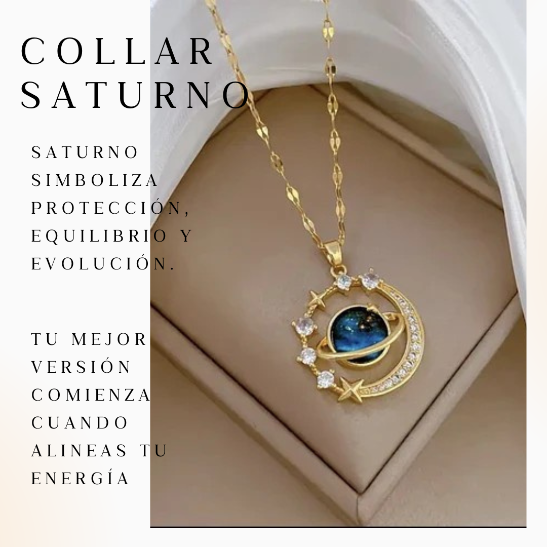Collar Planeta Saturno Luna+CAJA REGALO